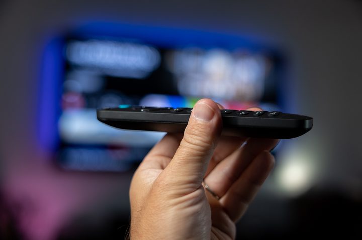 Amazon Alexa Voice Remote Pro side view.