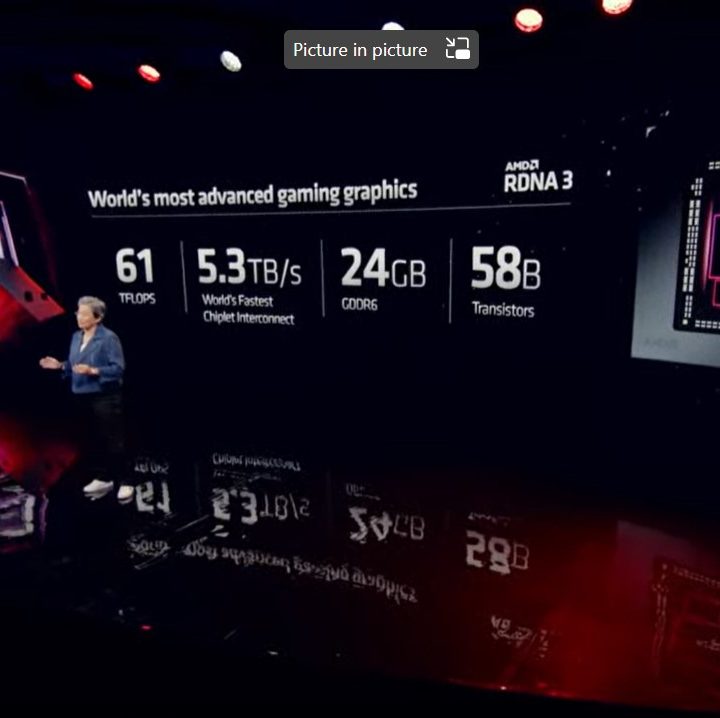Dr. Lisa Su announcing the RDNA 3 GPU.