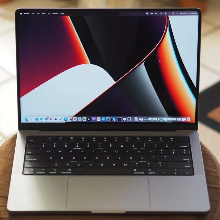 Apple MacBook Pro 14 front view showing display and keyboard deck.