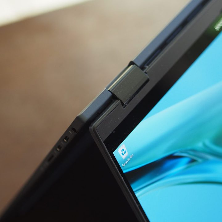 Asus ZenBook S 13 Flip top view showing hinge and display.