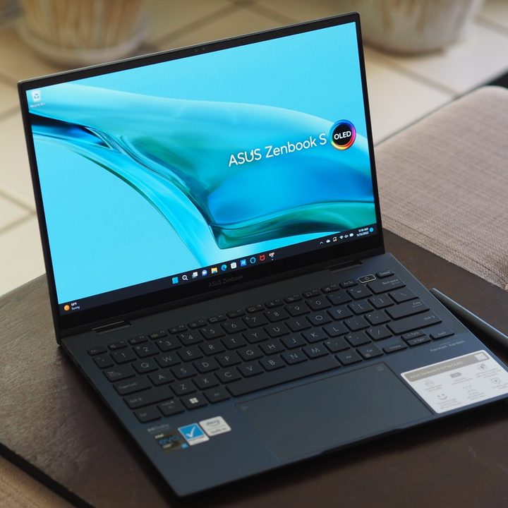 Asus ZenBook S 13 Flip front view showing display and keyboard deck.