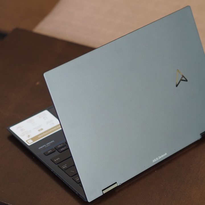 Asus ZenBook S 13 Flip rear view showing lid and logo.