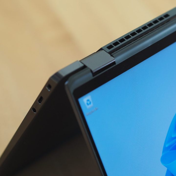 Dell Latitude 9330 tent mode showing hinge.