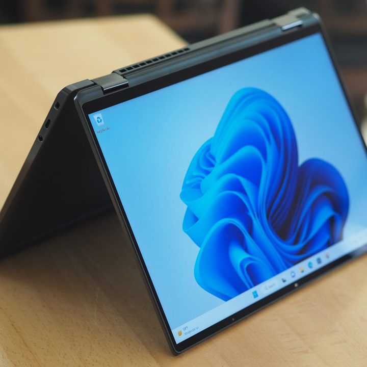 Dell Latitude 9330 tent view showing display and hinge.