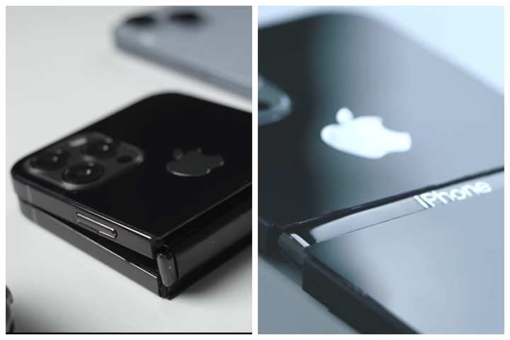 Rear side of a foldable iPhone.