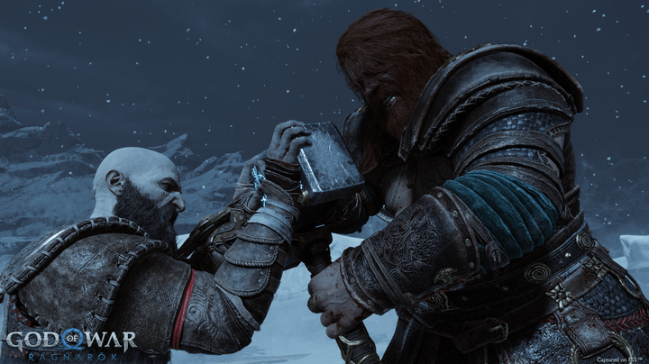 Kratos and Thor clash in God of War Ragnarok.