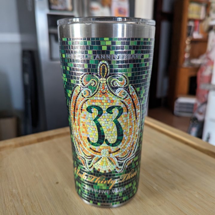 Club 33 Emerald Anniversary travel mug taken with a Google Pixel 7