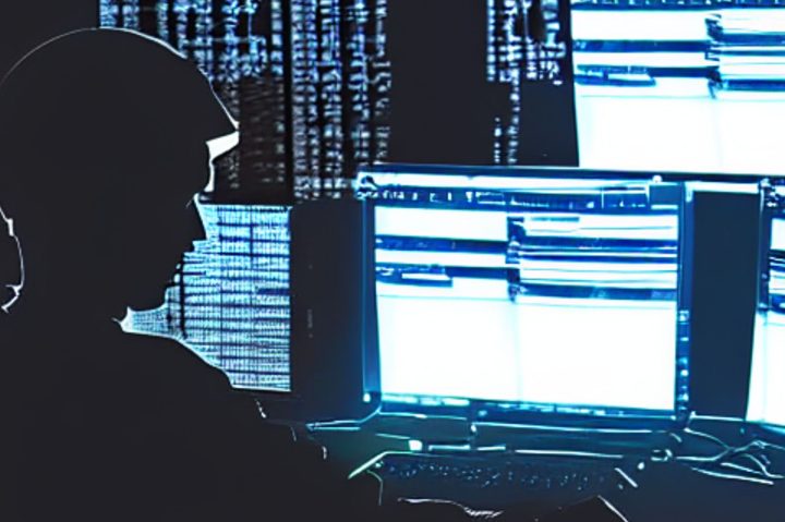 An Illustration shows a programmer busy with a laptop and several monitors.