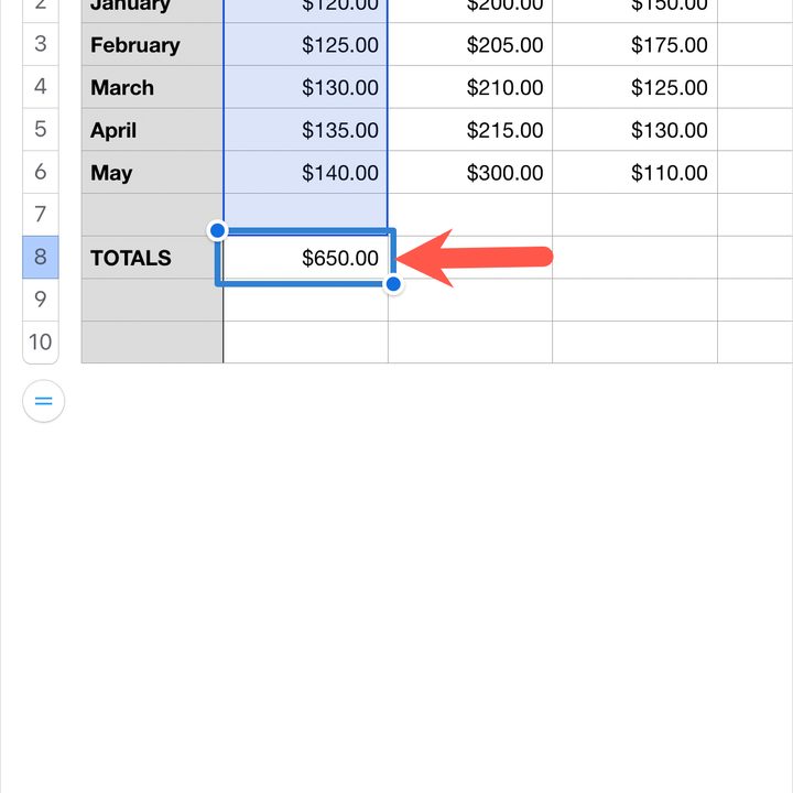 how to add in apple numbers iphone cell sum added