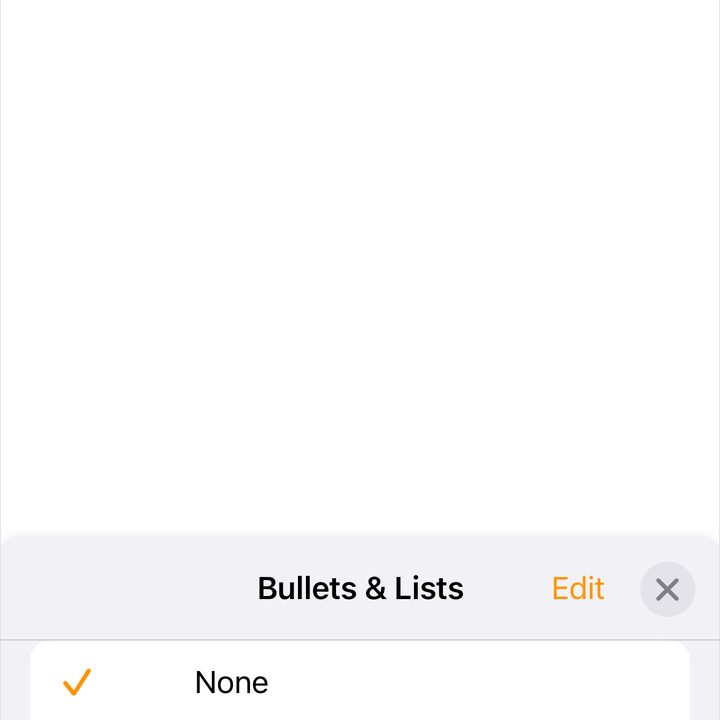 Bullet list styles in Pages on iPhone.