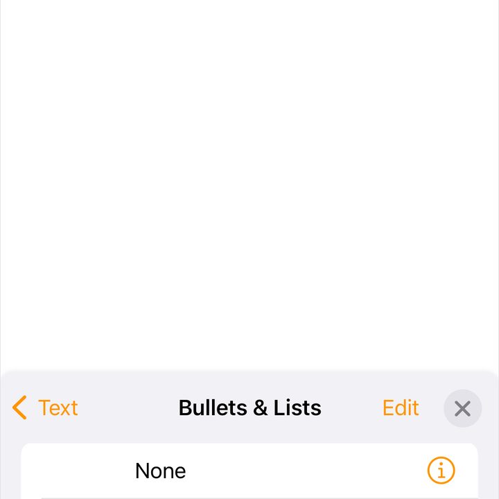 Bullet styles in Pages on iPhone.