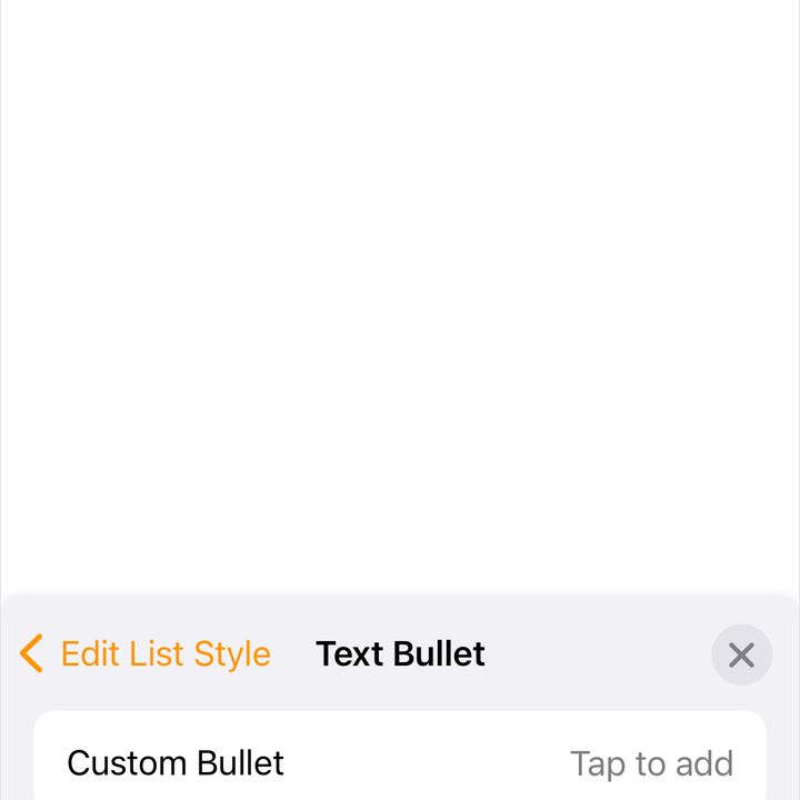 Text bullets in Pages on iPhone.
