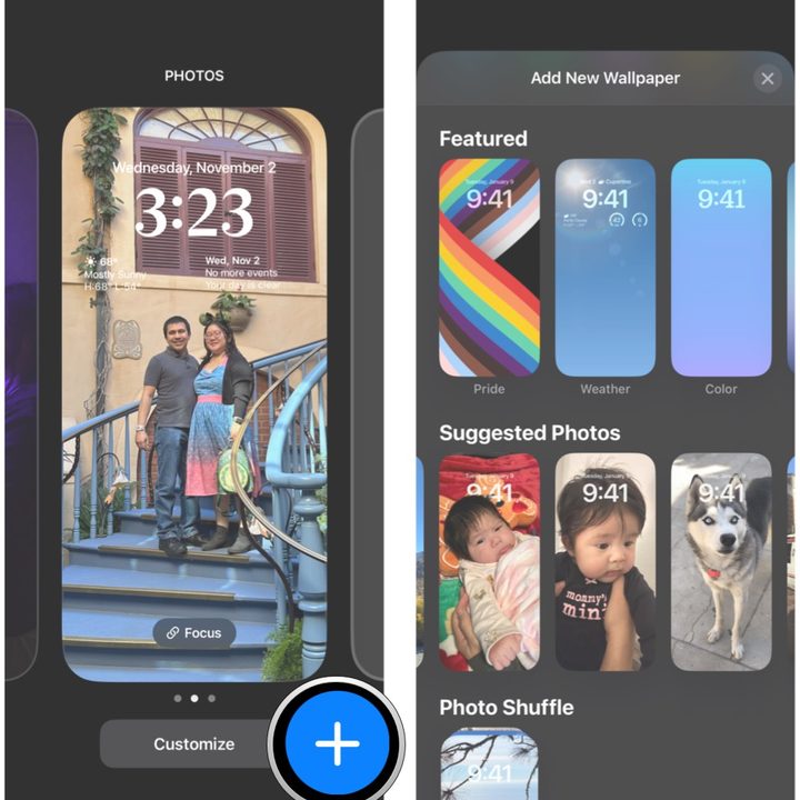 Press and hold on lock screen to bring up the lock screen picker, then select add new, then find a wallpaper image to use