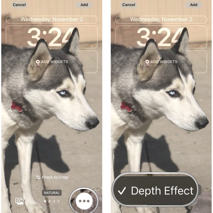 Once you select your image, use multitouch gestures to move it around and crop if needed, tap the button in the bottom right and make sure Depth Effect is selected