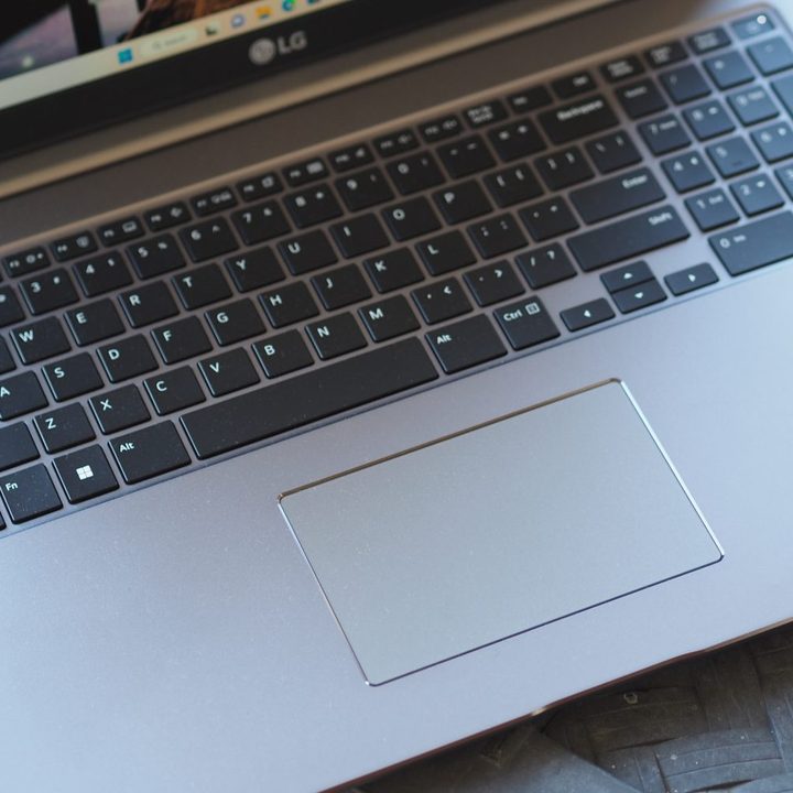 LG UltraPC 17 top down view showing keyboard and touchpad.