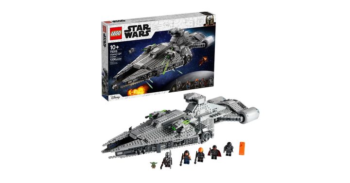The Mandalorian Imperial Light Cruiser Lego Set on a white background.