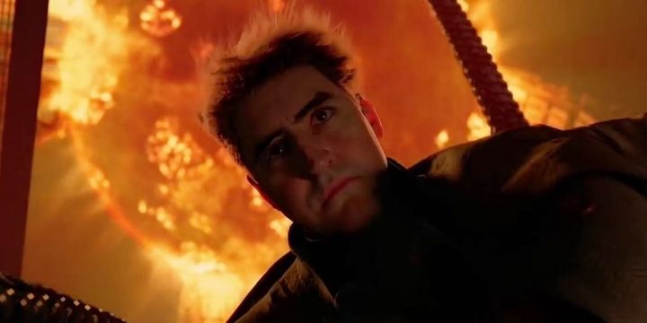 Doc Ock floats dead in the water in Spider-Man 2.