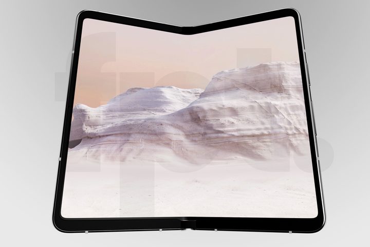 Render of Google's foldable Pixel from the front.