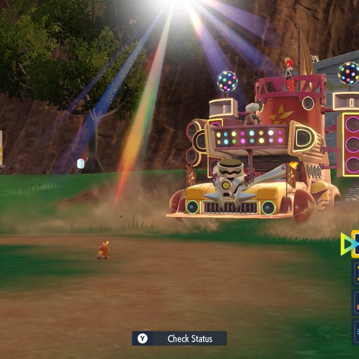 A Pokemon trainer battles a member of Team Star in Pokemon Scarlet and Violet.