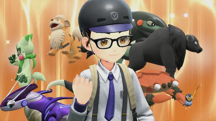 Pokemon trainer and team in Scarlet and Violet.