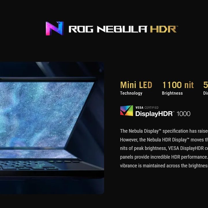 A splash page for the ROG Nebula HDR displays.