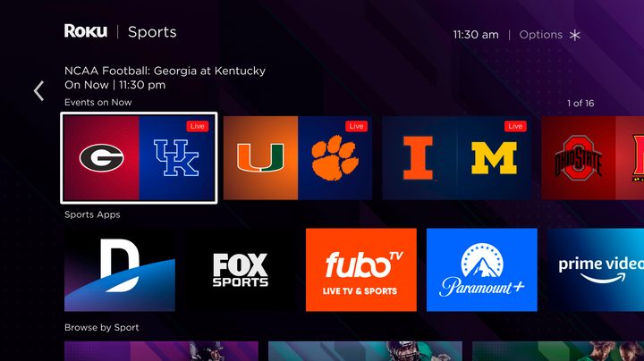 Live sports on Roku.