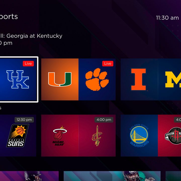roku live sports section homescreen 5