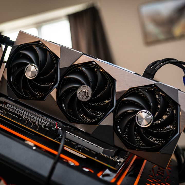 MSI RTX 4080 Suprim X installed in a PC.