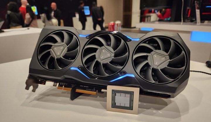 AMD;s RX 7900 XTX sitting with the die.