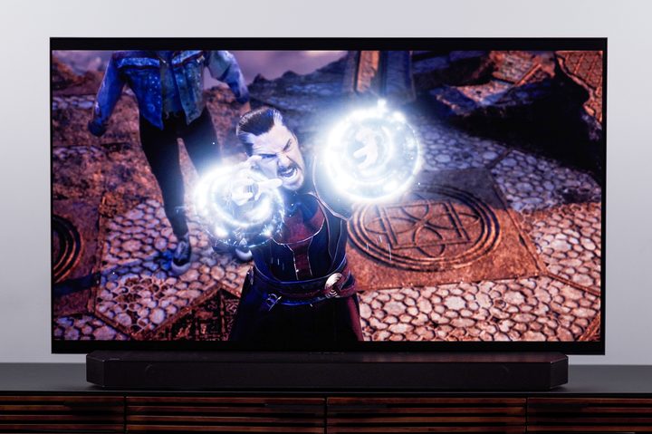 Marvel's Dr. Strrange: Multiverse of Madness plays on a Samsung S95B TV while the Samsung Q990B soundbar handles the soundtrack