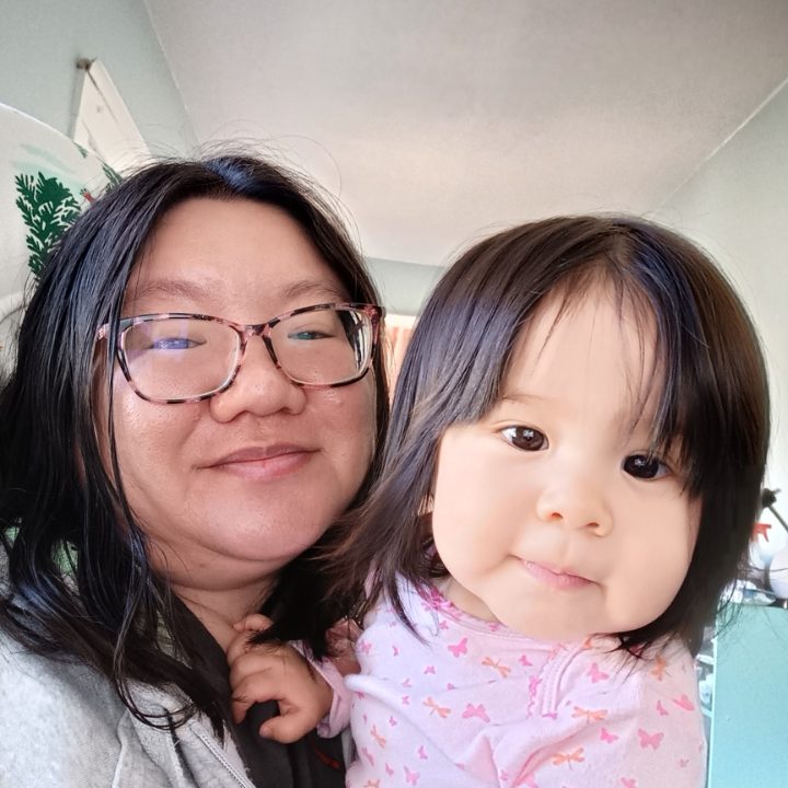 Unedited version of a selfie of Christine and her daughter
