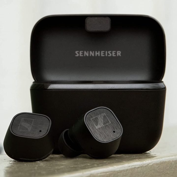 Sennheiser CX Plus True Wireless earbuds in matte black.