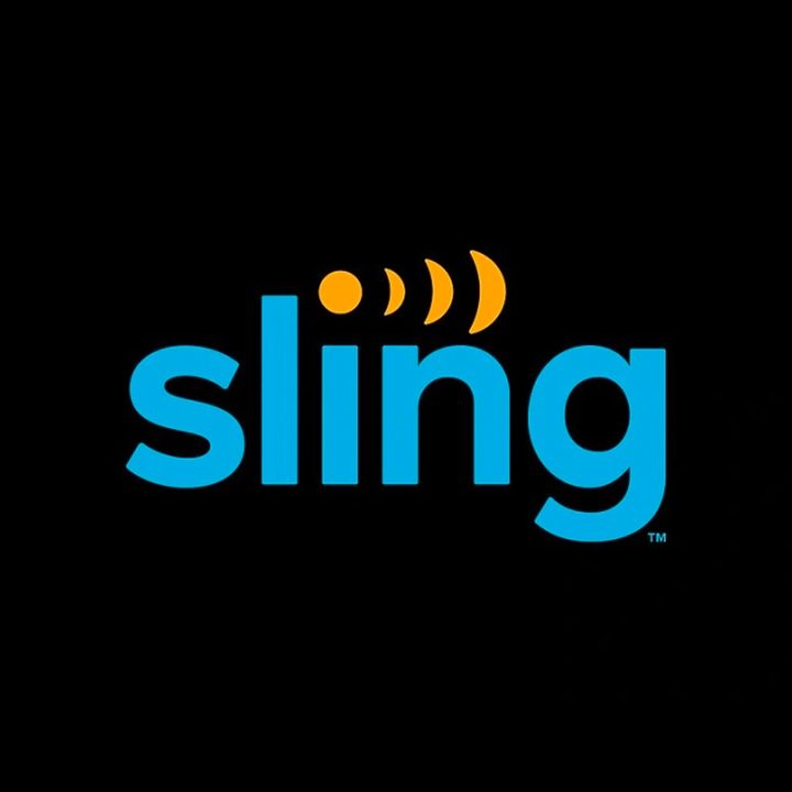 The Sling TV logo against a black background.