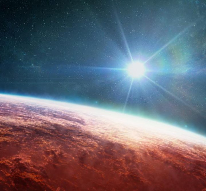 Artist's illustration of WASP-39b displays newly detected patches of clouds scattered across the planet.