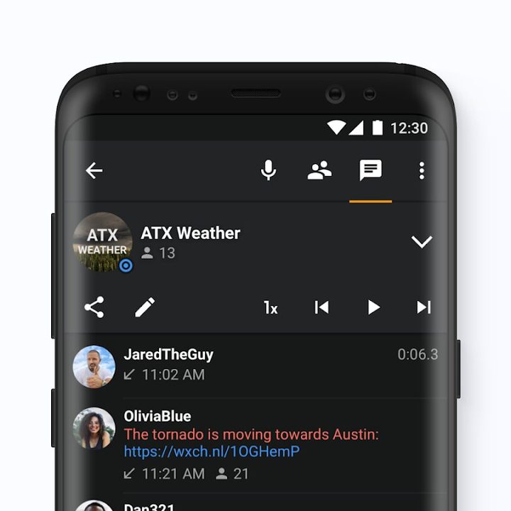 Zello Walkie Talkie app features.