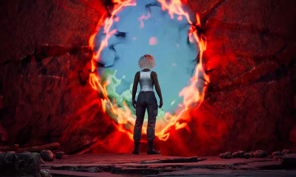 The hunter standing at a portal.