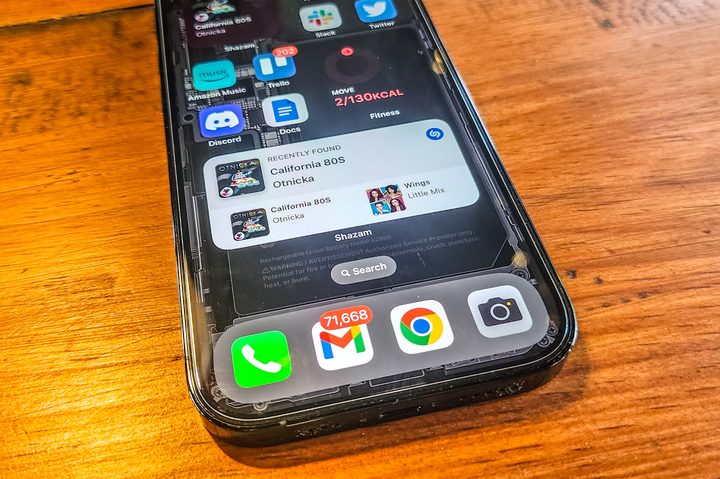 Shazam widget on an iPhone home screen.