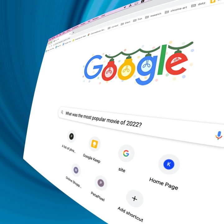 A Google search page for most popular movie of 2022 is shown falling into a vortex.