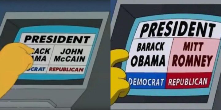 A voting machine keeps counting Homer's vote for John McCain
