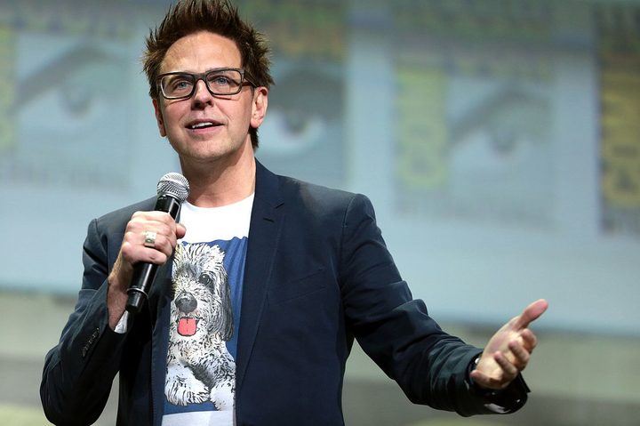 James Gunn on stage at San Diego Comic-Con.