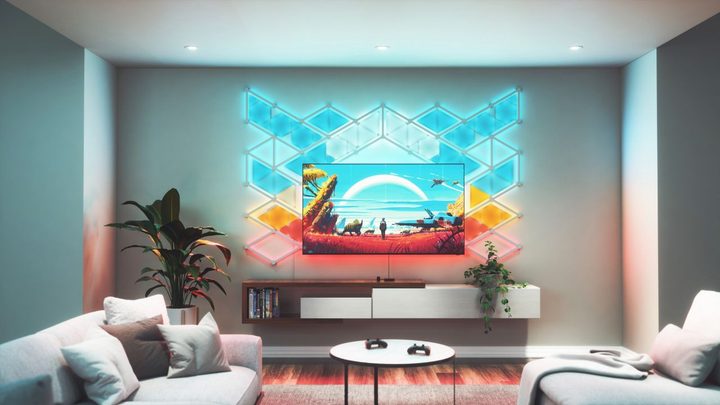 The Nanoleaf 4D TV syncing lights to the colors on TV.