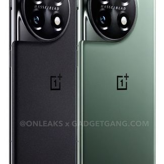 OnePlus 11 render in black and green from the back.