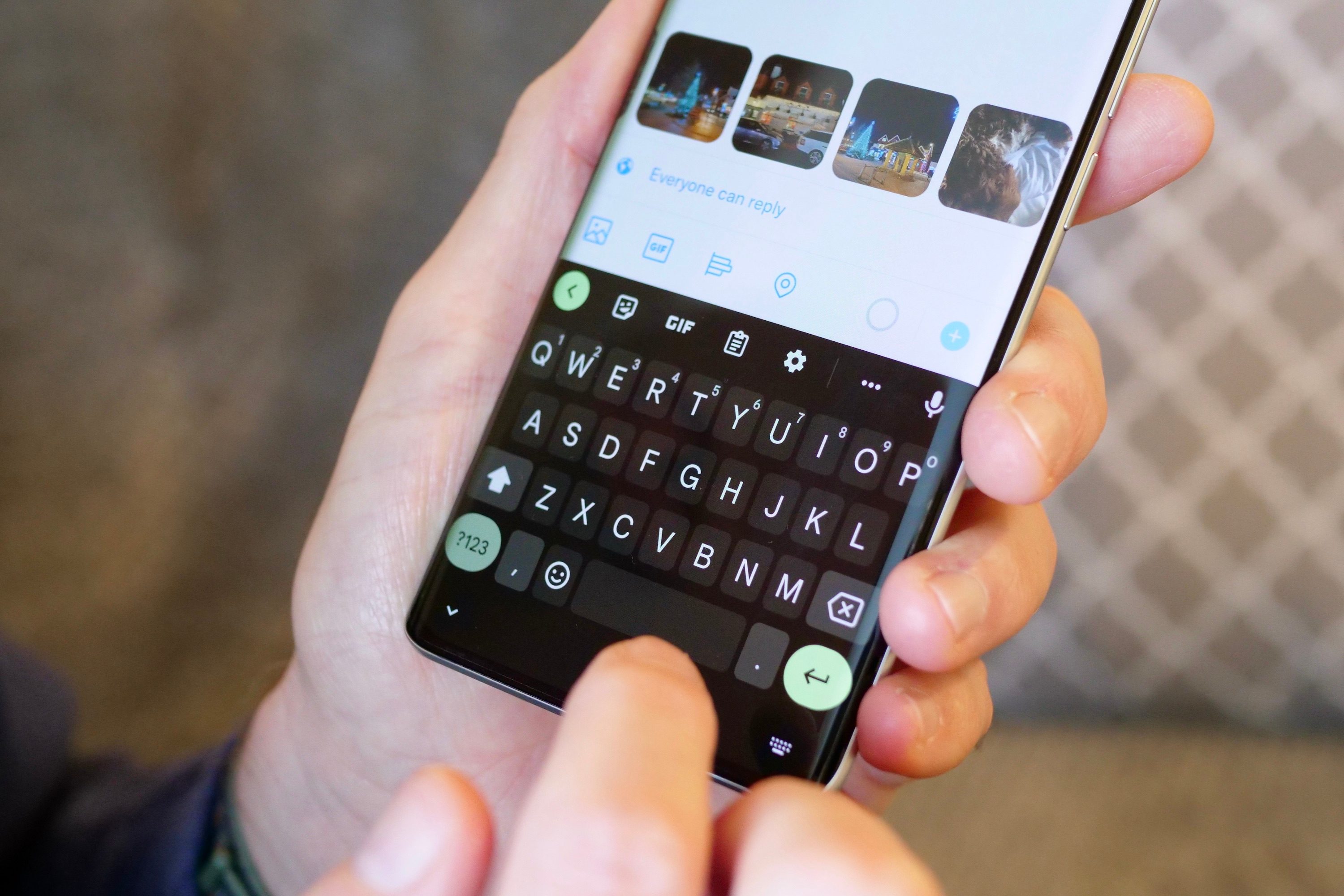 Typing on the Realme 10 Pro Plus.