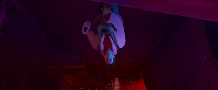 Peter upside-down in "Spider-Man: Across the Spider-Verse."
