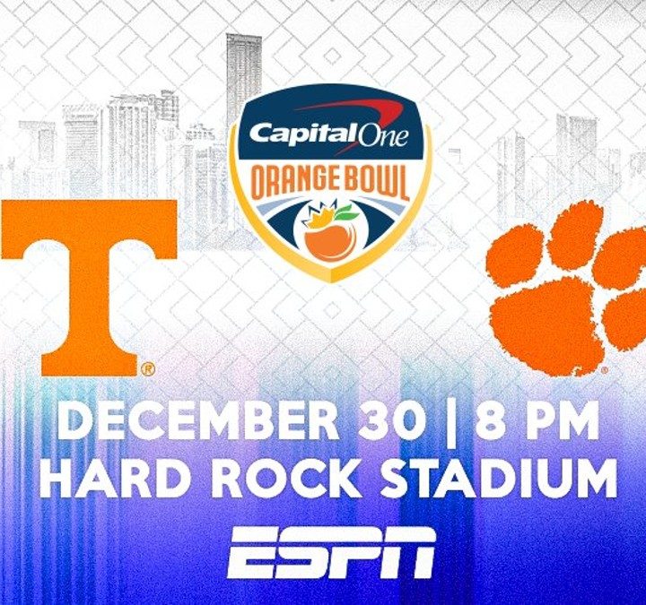 Logo for Tennessee vs. Clemson in 2022 Orange Bowl.