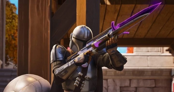 The Mandalorian with Fortnite's new crystal gun