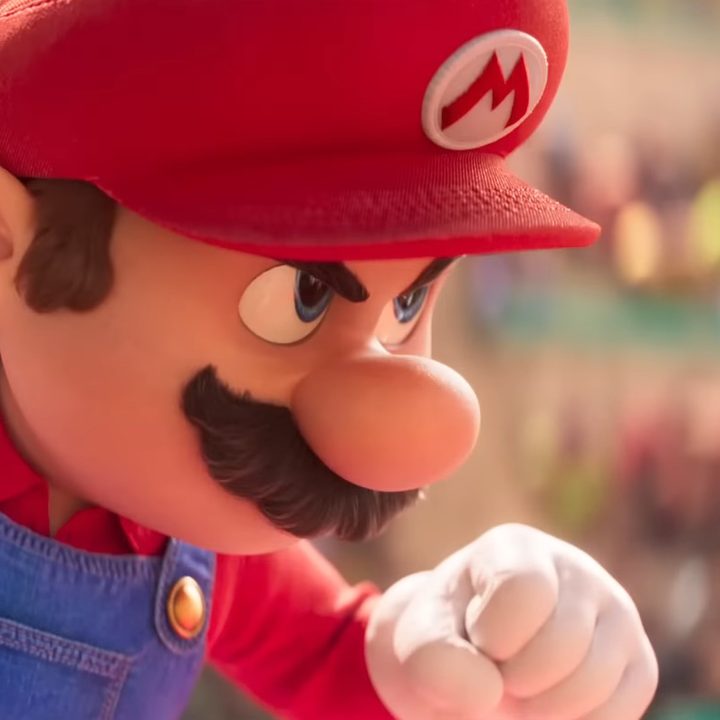 Mario in a fighting stance in "The Super Mario Bros. Movie"
