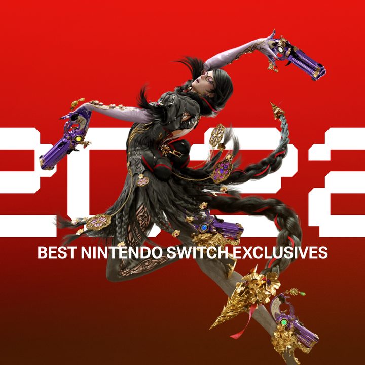 Bayonetta jumps in front of text that says The Best Nintendo Switch Exclusives of 2022.