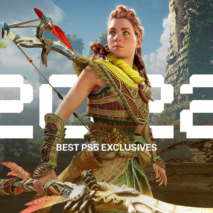 Aloy stands in front of text that says The Best 2022 PS5 Exclusives of 2022.