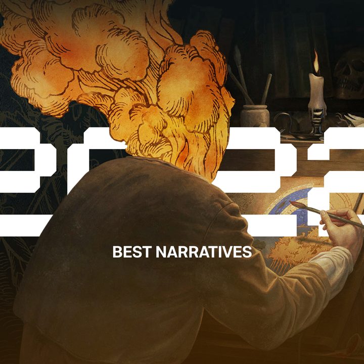 Art from Pentiment sits in front test that says The Best Video Narratives of 2022.
